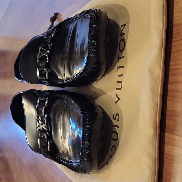 Mens Louis Vuitton Black Leather Mocassin Size 12 - Picture 8 of 11